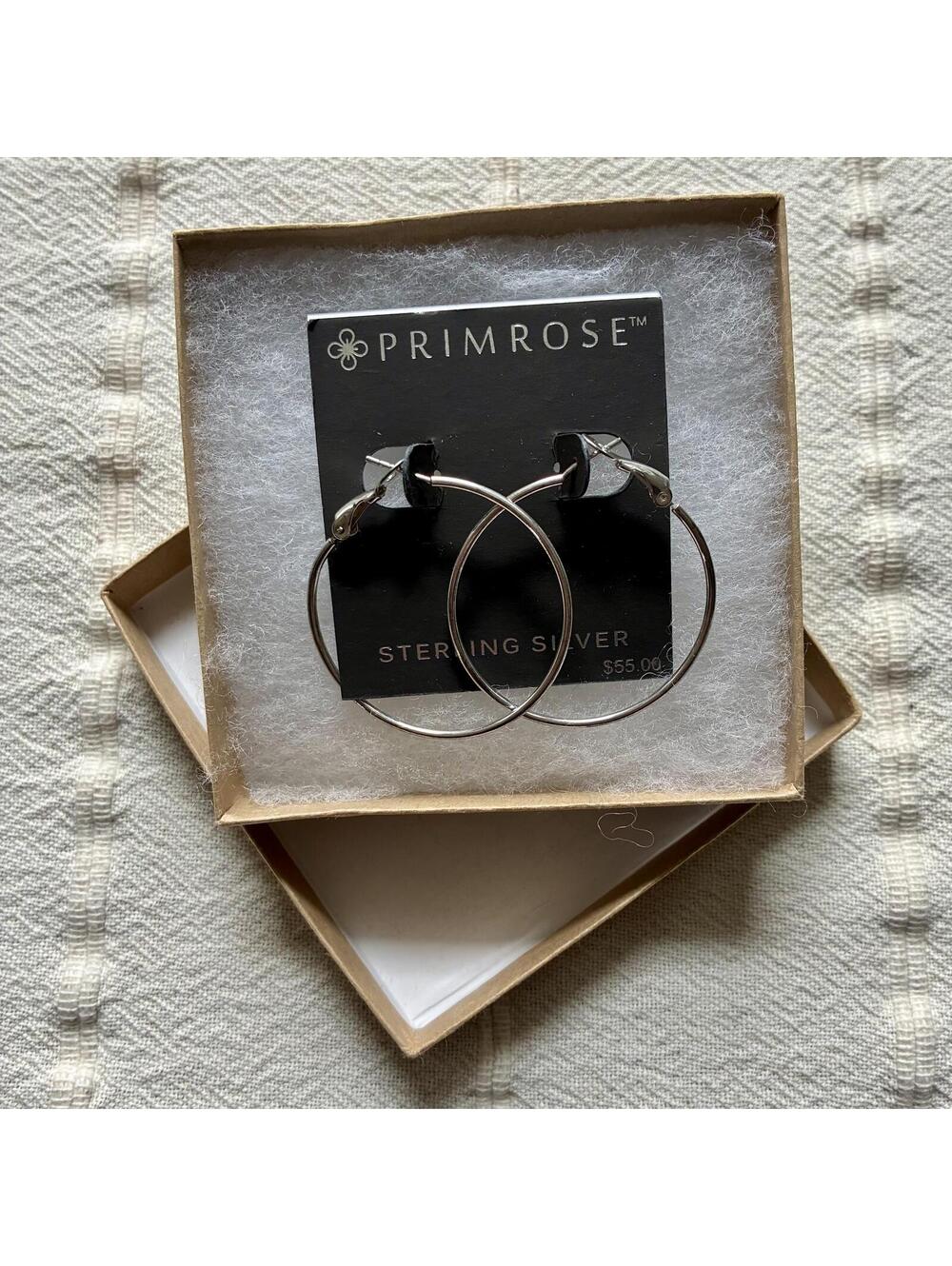 Primrose Sterling Silver 1.5" Hoop Earrings with Hinge Clasp - NWT